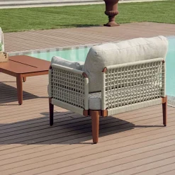 Viadurini in the Garden Garten Lounge Set-Wohnzimmer, bestehend aus 2 Sesseln, 1 Sofa und Couchtisch aus Aluminium - Symphony