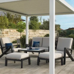 Viadurini in the Garden Garten Lounge Set-Wohnzimmer, bestehend aus Sofa, Couchtisch und Sesseln mit Fußstütze - Anschlagtafel