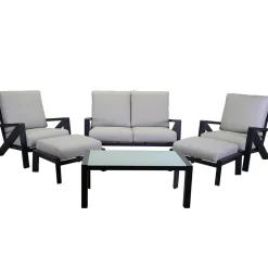 Viadurini in the Garden Garten Lounge Set-Wohnzimmer, bestehend aus Sofa, Couchtisch und Sesseln mit Fußstütze - Anschlagtafel