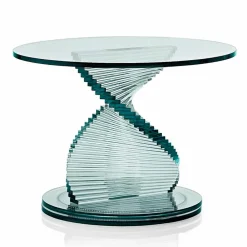 Viadurini Living Moderne Couchtische-Wohnzimmer Couchtisch aus transparentem Spiralglas und drehbarer Basis - Spirulo