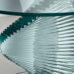 Viadurini Living Moderne Couchtische-Wohnzimmer Couchtisch aus transparentem Spiralglas und drehbarer Basis - Spirulo