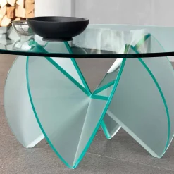 Viadurini Living Moderne Couchtische-Wohnzimmer Couchtisch aus transparentem Glas mit Säurebasis 3 Größen - Fiorella