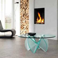 Viadurini Living Moderne Couchtische-Wohnzimmer Couchtisch aus transparentem Glas mit Säurebasis 3 Größen - Fiorella