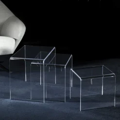 Viadurini Living Moderne Couchtische-Wohnzimmer Couchtische aus transparentem Minimal Acryl Kristall 3 Stück - Cecco