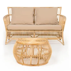 Viadurini in the Garden Garten Lounge Set-Wohnzimmer im Freien aus natürlichem Rattan mit Kissen – Bellaria