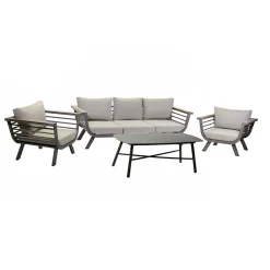Viadurini in the Garden Garten Lounge Set-Wohnzimmer im Freien, bestehend aus 1 3-Sitzer-Sofa, 2 Sesseln und 1 Couchtisch - Righello