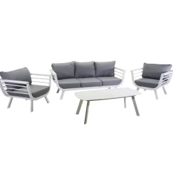Viadurini in the Garden Garten Lounge Set-Wohnzimmer im Freien, bestehend aus 1 3-Sitzer-Sofa, 2 Sesseln und 1 Couchtisch - Righello
