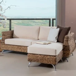 Viadurini in the Garden Garten Lounge Set-Wohnzimmer im Freien in Bananenweberei mit Kissen - Legolas