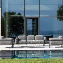 Viadurini in the Garden Garten Lounge Set-Wohnzimmer im Freien mit Sofa und 2 Sesseln aus Stoff Made in Italy - Suki