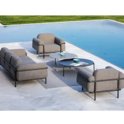 Viadurini in the Garden Garten Lounge Set-Wohnzimmer im Freien mit Sofa und 2 Sesseln aus Stoff Made in Italy - Suki