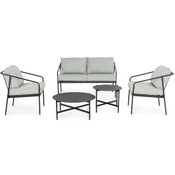 Viadurini in the Garden Garten Lounge Set-Wohnzimmer im Freien mit 1 Sofa, 2 Sesseln und 2 Stahltischen - Prefer