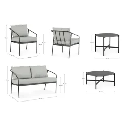 Viadurini in the Garden Garten Lounge Set-Wohnzimmer im Freien mit 1 Sofa, 2 Sesseln und 2 Stahltischen - Prefer