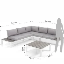Viadurini in the Garden Garten Lounge Set-Wohnzimmer im Innen- und Außenbereich mit Sofa und Couchtisch aus mattweißem Aluminium – Dire