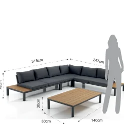 Viadurini in the Garden Garten Lounge Set-Wohnzimmer im Innen- und Außenbereich, bestehend aus 1 Ecksofa und 1 Couchtisch – Savoir