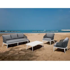 Viadurini in the Garden Garten Lounge Set-Wohnzimmer im Innen- und Außenbereich mit 2 Sesseln, 1 Sofa und 1 Couchtisch – Sortir