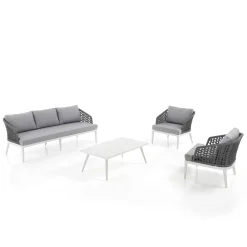 Viadurini in the Garden Garten Lounge Set-Wohnzimmer im Innen- und Außenbereich mit 2 Sesseln, 1 Sofa und 1 Couchtisch – Sortir