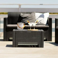 Viadurini in the Garden Garten Lounge Set-Wohnzimmer mit 1 Sofa, 2 Sesseln und 1 Couchtisch mit Sitzkissen - Maschine