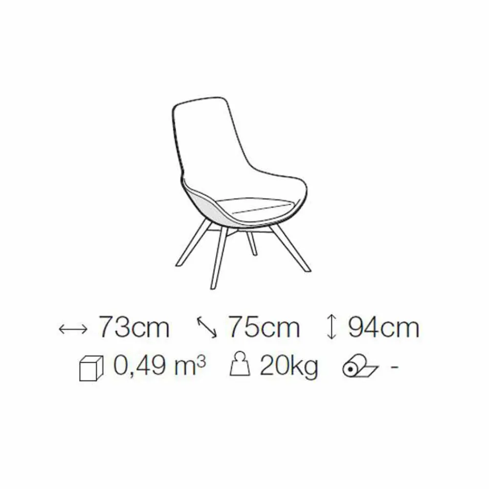 Viadurini Living Moderne Sessel-Wohnzimmer Sessel aus Leder und Stoff mit Holzsockel Made in Italy - Ama