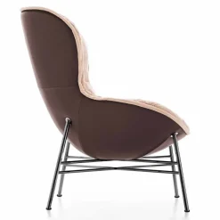 Viadurini Living Moderne Sessel-Wohnzimmer Sessel aus Leder und Stoff mit verchromter Basis Made in Italy - Litchi