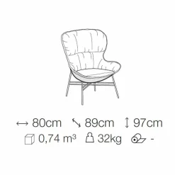 Viadurini Living Moderne Sessel-Wohnzimmer Sessel aus Leder und Stoff mit verchromter Basis Made in Italy - Litchi