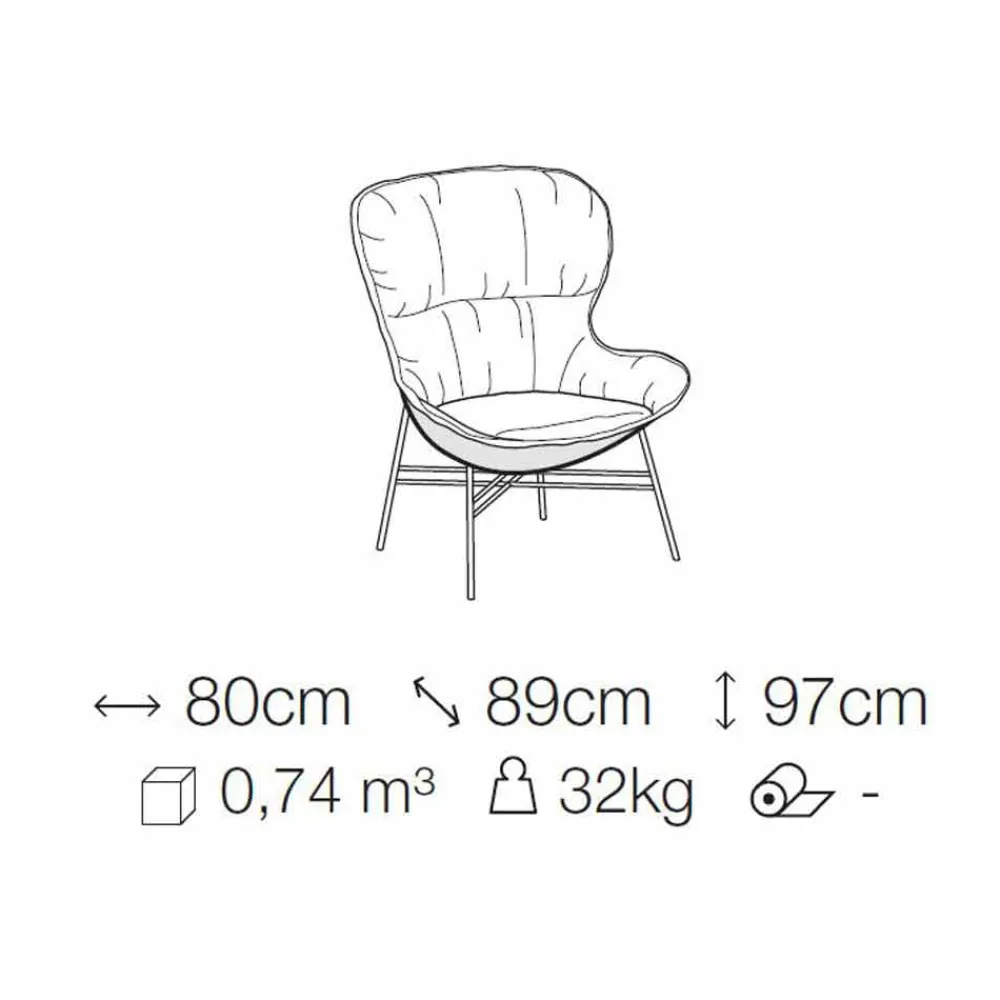 Viadurini Living Moderne Sessel-Wohnzimmer Sessel aus Leder und Stoff mit verchromter Basis Made in Italy - Litchi