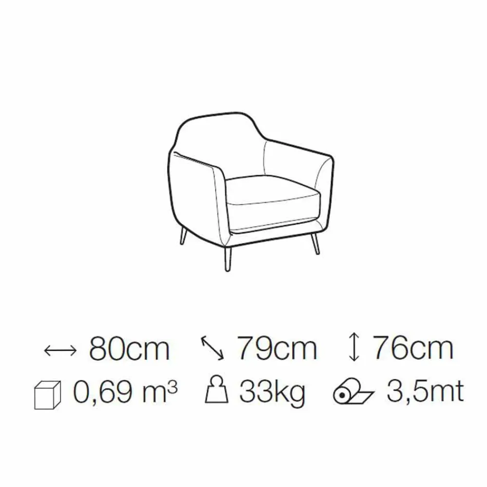 Viadurini Living Moderne Sessel-Wohnzimmer Sessel aus Stoff mit Metallfüßen Made in Italy - Cherry