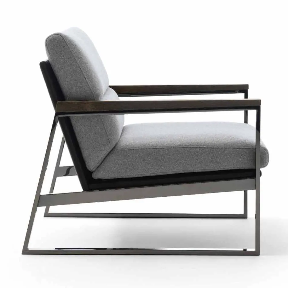 Viadurini Living Moderne Sessel-Wohnzimmer Sessel aus Stoff, Leder und Edelmetall Made in Italy - Milla