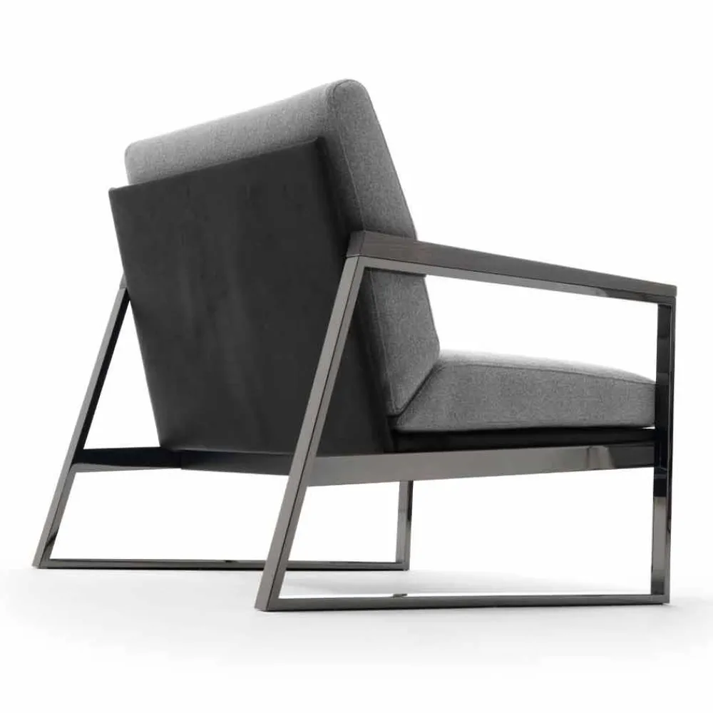 Viadurini Living Moderne Sessel-Wohnzimmer Sessel aus Stoff, Leder und Edelmetall Made in Italy - Milla