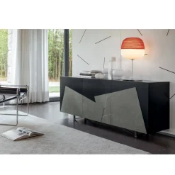 Viadurini Living Sideboards-Wohnzimmer Sideboard aus lackiertem Mdf 3 Türen mit Keramikeinsätzen - Imperio