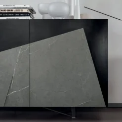 Viadurini Living Sideboards-Wohnzimmer Sideboard aus lackiertem Mdf 3 Türen mit Keramikeinsätzen - Imperio