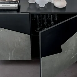 Viadurini Living Sideboards-Wohnzimmer Sideboard aus lackiertem Mdf 3 Türen mit Keramikeinsätzen - Imperio