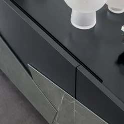 Viadurini Living Sideboards-Wohnzimmer Sideboard aus lackiertem Mdf 3 Türen mit Keramikeinsätzen - Imperio