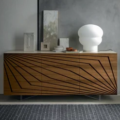 Viadurini Living Sideboards-Wohnzimmer Sideboard aus lackiertem Mdf 3 Türen mit Siebdruck Intarsien - Saronno