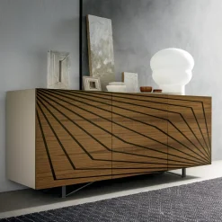 Viadurini Living Sideboards-Wohnzimmer Sideboard aus lackiertem Mdf 3 Türen mit Siebdruck Intarsien - Saronno