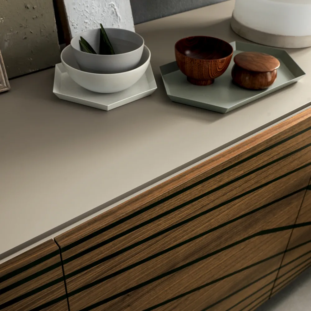 Viadurini Living Sideboards-Wohnzimmer Sideboard aus lackiertem Mdf 3 Türen mit Siebdruck Intarsien - Saronno