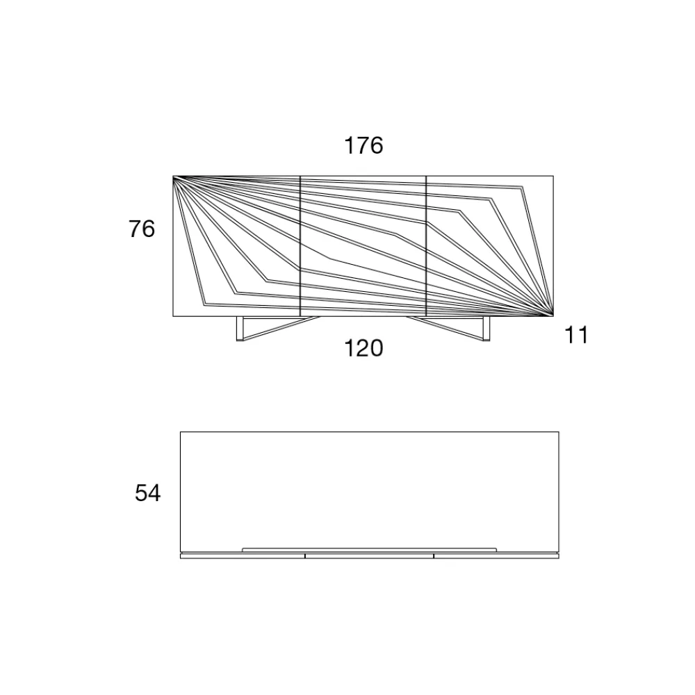 Viadurini Living Sideboards-Wohnzimmer Sideboard aus lackiertem Mdf 3 Türen mit Siebdruck Intarsien - Saronno