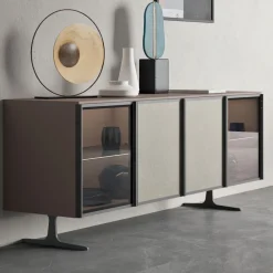 Viadurini Living Sideboards-Wohnzimmer Sideboard aus ökologischem Holz und Glas 4 Türen Made in Italy - Aaron