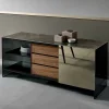 Viadurini Living Sideboards-Wohnzimmer Sideboard in Smokey Glass mit Bronze Spiegeltür Made in Italy - Scocca