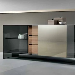 Viadurini Living Sideboards-Wohnzimmer Sideboard in Smokey Glass mit Bronze Spiegeltür Made in Italy - Scocca