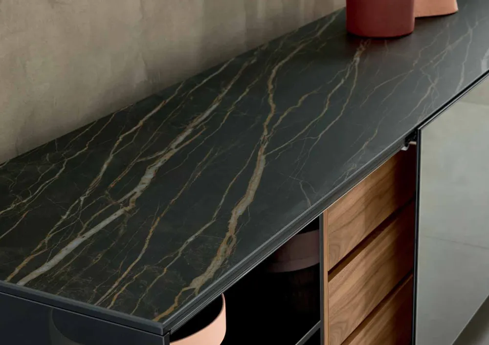 Viadurini Living Sideboards-Wohnzimmer Sideboard in Smokey Glass mit Bronze Spiegeltür Made in Italy - Scocca