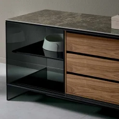 Viadurini Living Sideboards-Wohnzimmer Sideboard in Smokey Glass mit Bronze Spiegeltür Made in Italy - Scocca
