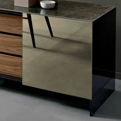 Viadurini Living Sideboards-Wohnzimmer Sideboard in Smokey Glass mit Bronze Spiegeltür Made in Italy - Scocca