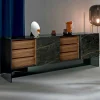 Viadurini Living Sideboards-Wohnzimmer Sideboard mit 2 Türen in Keramik- und Rauchglasstruktur Made in Italy - Scocca