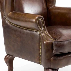 Viadurini Living Klassische Sessel-Wohnzimmer Vintage Ledersessel Antik-Effekt - Stempel