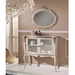 Viadurini Classic Vitrinen-Wohnzimmer Vitrine 2 Türen in Nussbaum oder weißem Holz Made in Italy - London