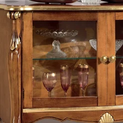 Viadurini Classic Vitrinen-Wohnzimmer Vitrine 2 Türen in Nussbaum oder weißem Holz Made in Italy - London