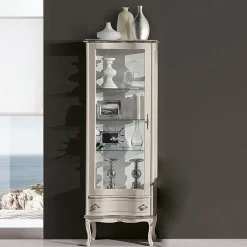 Viadurini Classic Vitrinen-Wohnzimmer Vitrine aus Nussbaum oder weißem Holz mit 1 Tür Made in Italy - Versailles