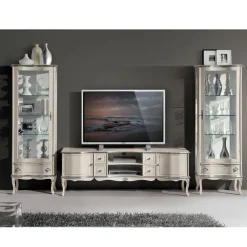 Viadurini Classic Vitrinen-Wohnzimmer Vitrine aus Nussbaum oder weißem Holz mit 1 Tür Made in Italy - Versailles