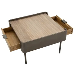 Viadurini Living Moderne Couchtische-Wohnzimmer-Couchtisch aus Tannenholz und Grauguss mit 2 Schubladen - Cooper