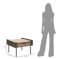 Viadurini Living Moderne Couchtische-Wohnzimmer-Couchtisch aus Tannenholz und Grauguss mit 2 Schubladen - Cooper